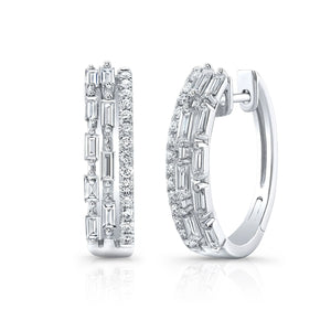 ต่างหูเพชร ทรงกลม ตัวเรือนทองคำขาว 14K จาก RockHer