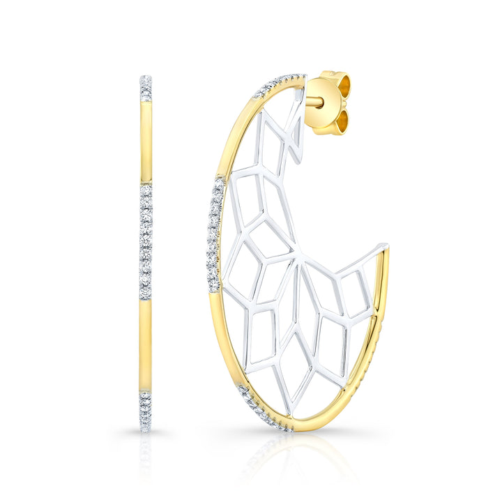 Diamond Snowflake Earrings in 14k Yellow Gold 0.33ctw – side profile | RockHer