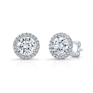 ต่างหูเพชร ทรงกลม ฝังหนาม ตัวเรือนทองคำขาว 14K จาก RockHer