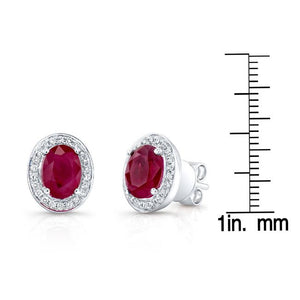 ต่างหูทับทิม ทรงรี ตัวเรือนทองคำขาว 14K จาก RockHer
