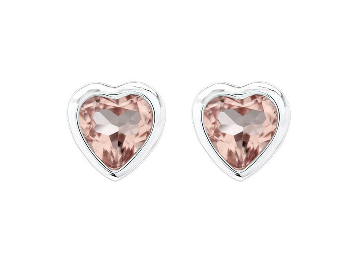 Heart Shaped Morganite & 14k White Gold Earring – front view | RockHer