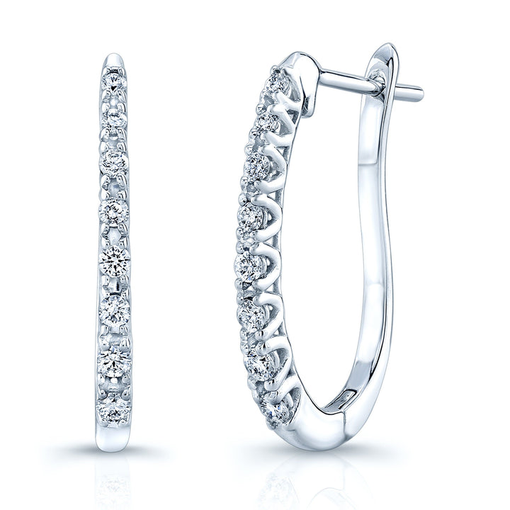 Diamond Hinged Back J Hoop Earrings in 14k White Gold 0.26ctw – side profile | RockHer