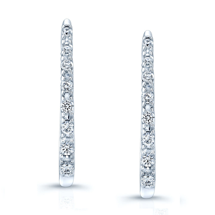 Diamond Hinged Back J Hoop Earrings in 14k White Gold 0.26ctw – detail view | RockHer