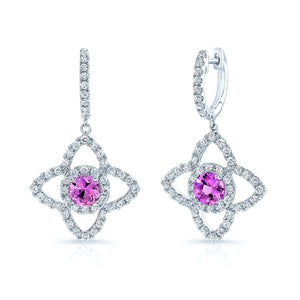 ต่างหูไพลินสีชมพู ตัวเรือนทองคำขาว 14K จาก RockHer