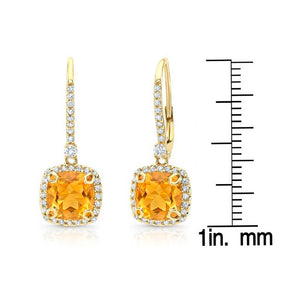 ต่างหูเพชร ทรงคุชชั่น ล้อมเพชร ตัวเรือนทองคำเหลือง 14K จาก RockHer