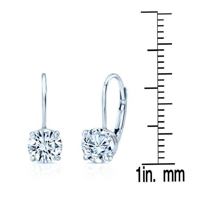 ต่างหูห่วงหลังคันโยกเพชรในทองคำขาว 14k (1.60 Ct.tw.)