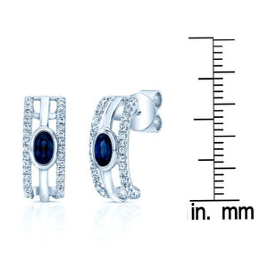 ต่างหูไพลิน ทรงกลม ตัวเรือนทองคำขาว 14K จาก RockHer