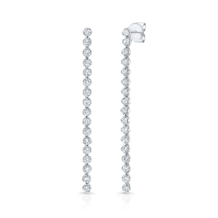 Diamond Linear Drop Earrings in 14K White Gold, in 14K Rose Gold – front view | RockHer
