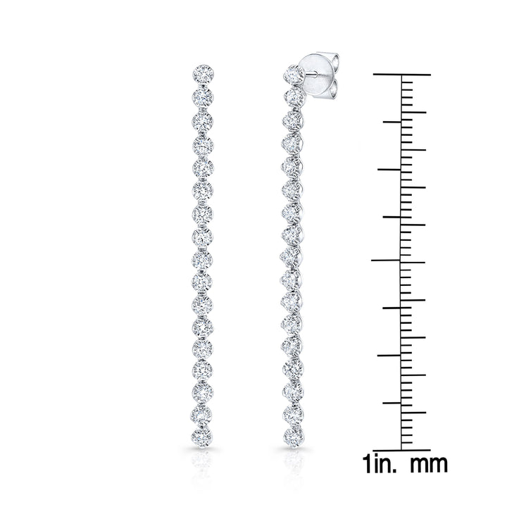 ต่างหูหยดน้ำเพชรแบบเส้นตรงในทองกุหลาบ 14k