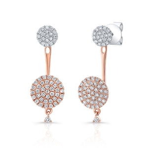ต่างหูเพชร ฝังปาเว่ ตัวเรือนทองคำชมพู 14K จาก RockHer