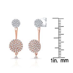 ต่างหูเพชร ฝังปาเว่ ตัวเรือนทองคำชมพู 14K จาก RockHer
