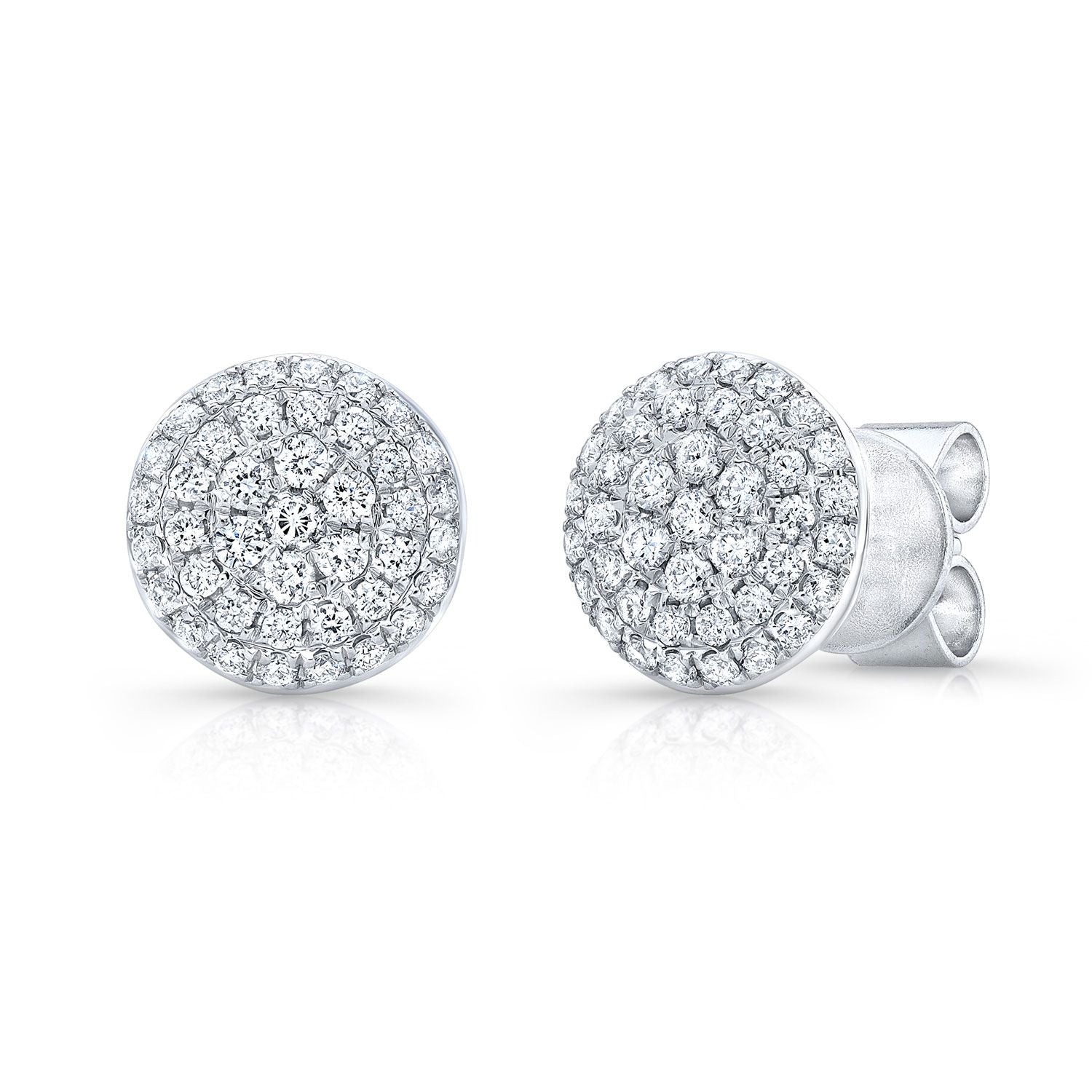 ต่างหูสตัดรูปแผ่นเพชรไมโครเพฟในทองคำขาว 14k