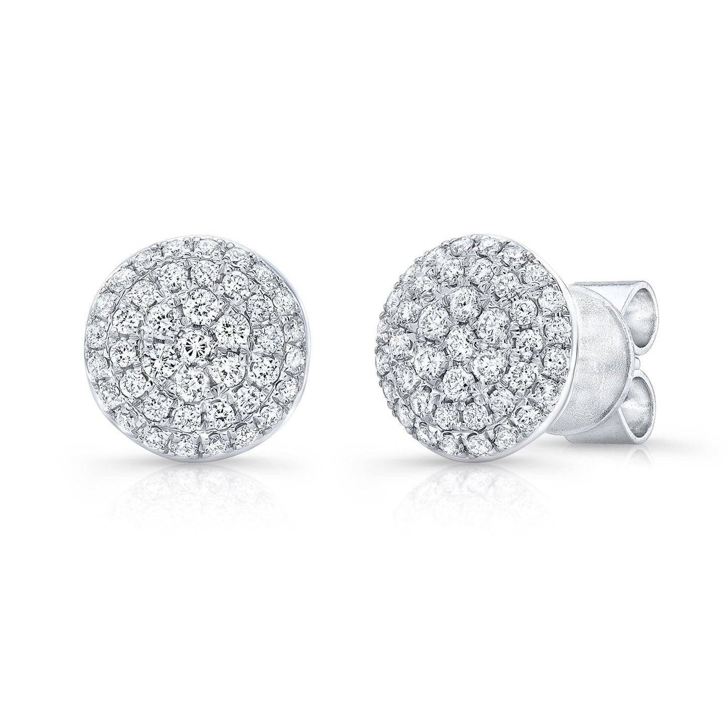 ต่างหูสตัดรูปแผ่นเพชรไมโครเพฟในทองคำขาว 14k