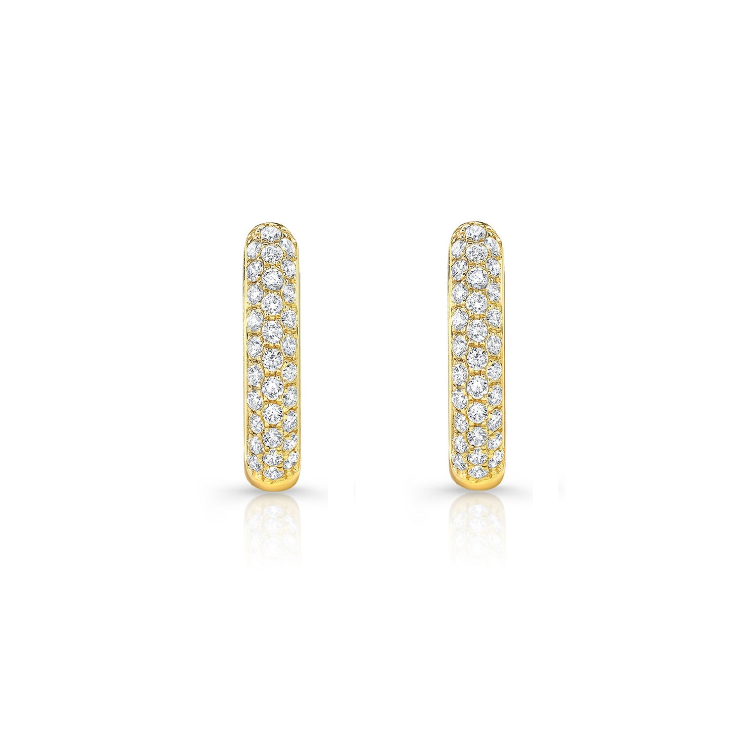 Micro Pave Diamond Huggie Earrings in 14K Yellow Gold 0.30ctw – front view | RockHer