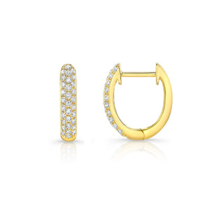 ต่างหูเพชร ฝังปาเว่ ตัวเรือนทองคำเหลือง 14K จาก RockHer
