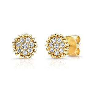 ต่างหูเพชร ทรงกลม ตัวเรือนทองคำเหลือง 14K จาก RockHer