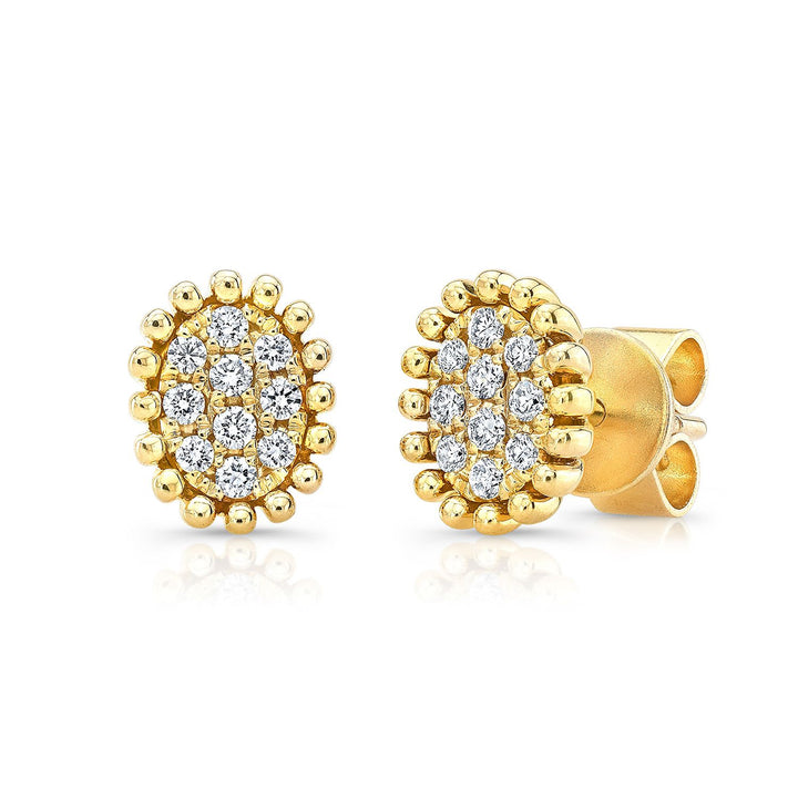 Natural Diamond Oval Stud Earrings in 14K Yellow Gold | RockHer