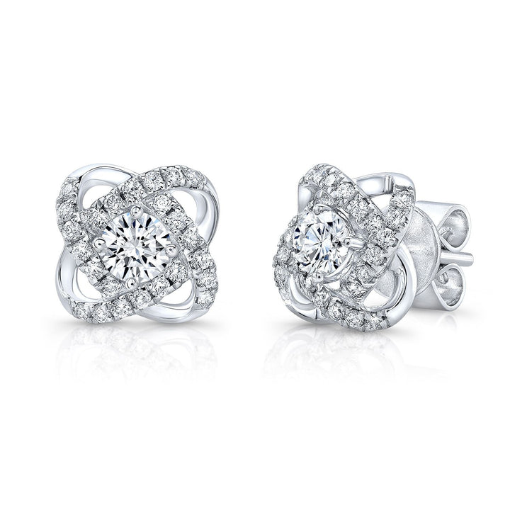 Natural Diamond Round Brilliant Stud Earrings in 14K White Gold | RockHer