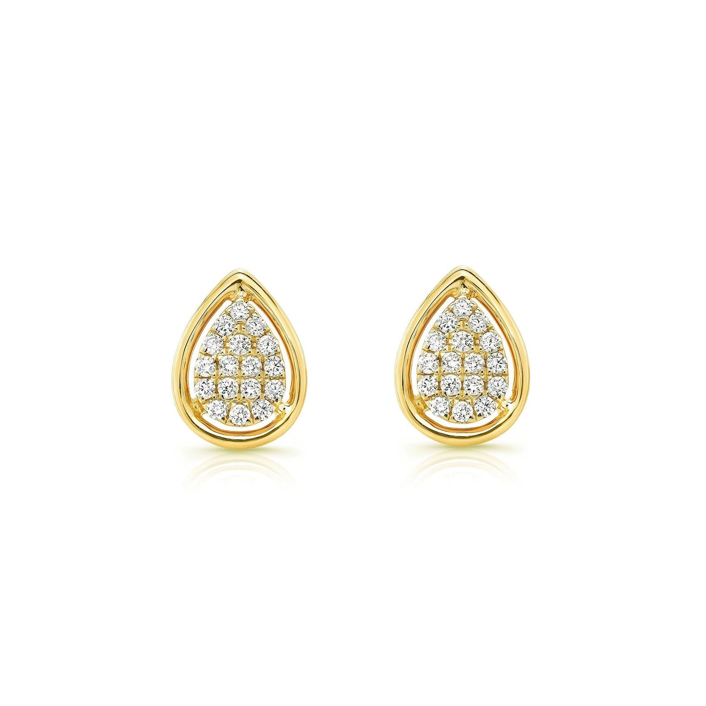 Diamond Teardrop Stud Earrings In 14k Yellow Gold 0.25ctw – front view | RockHer