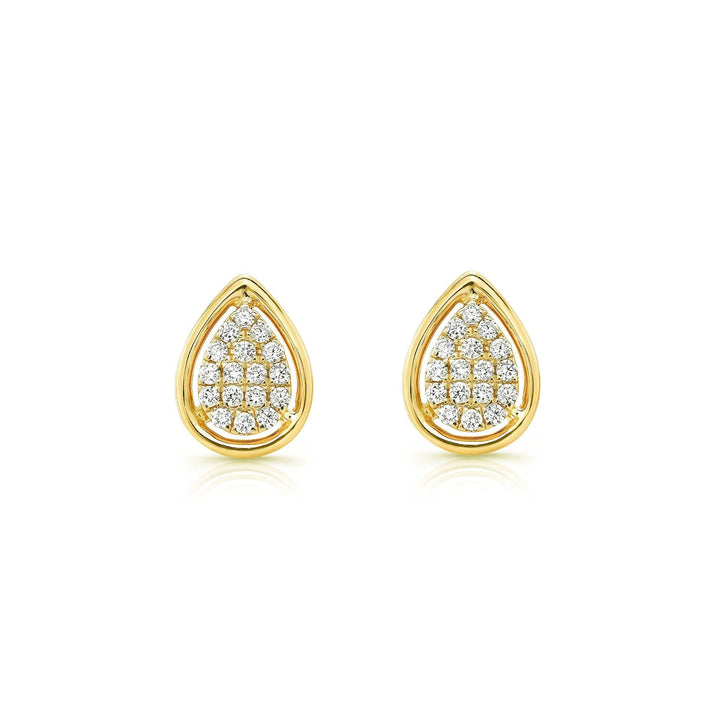 Diamond Teardrop Stud Earrings In 14k Yellow Gold 0.25ctw – front view | RockHer