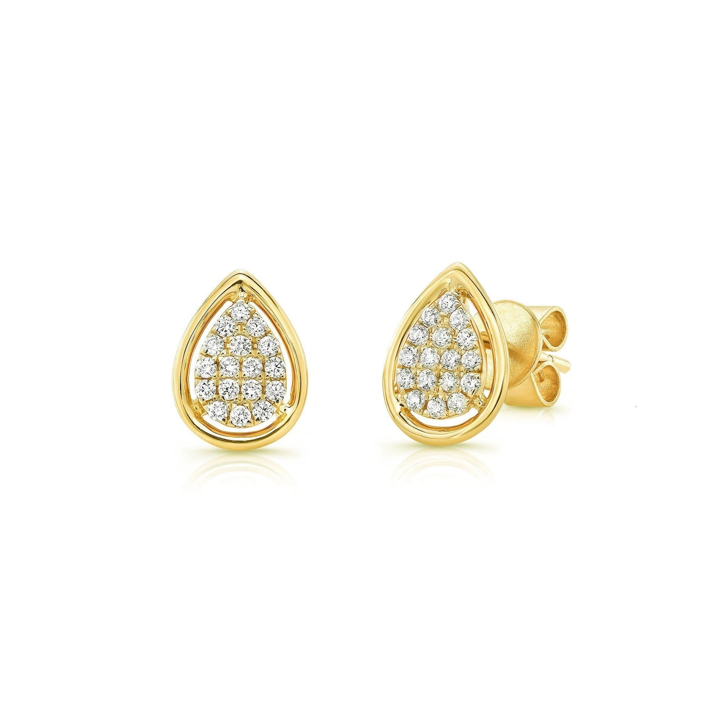 Diamond Teardrop Stud Earrings In 14k Yellow Gold 0.25ctw – side profile | RockHer