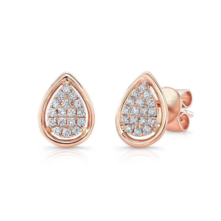 Natural Diamond Round Brilliant Stud Earrings in 14K Rose Gold | RockHer