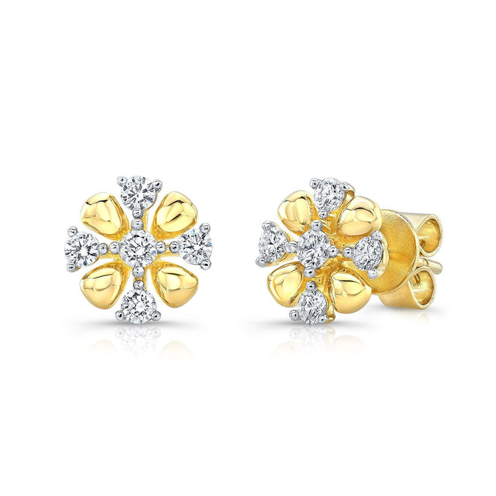 Natural Diamond Round Brilliant Stud Earrings in 14K Yellow Gold | RockHer