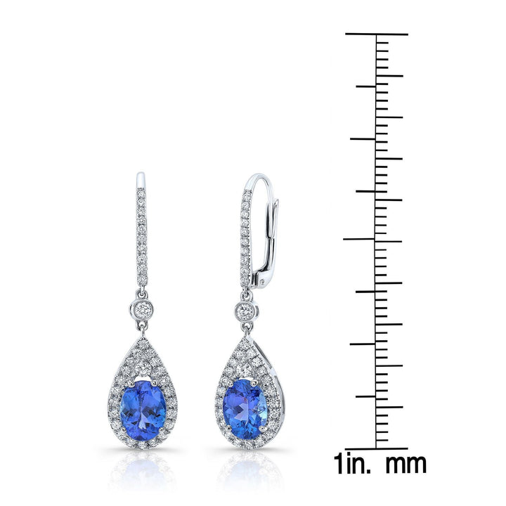 Tanzanite And Diamond Pave Drop Earrings In 14k White Gold
