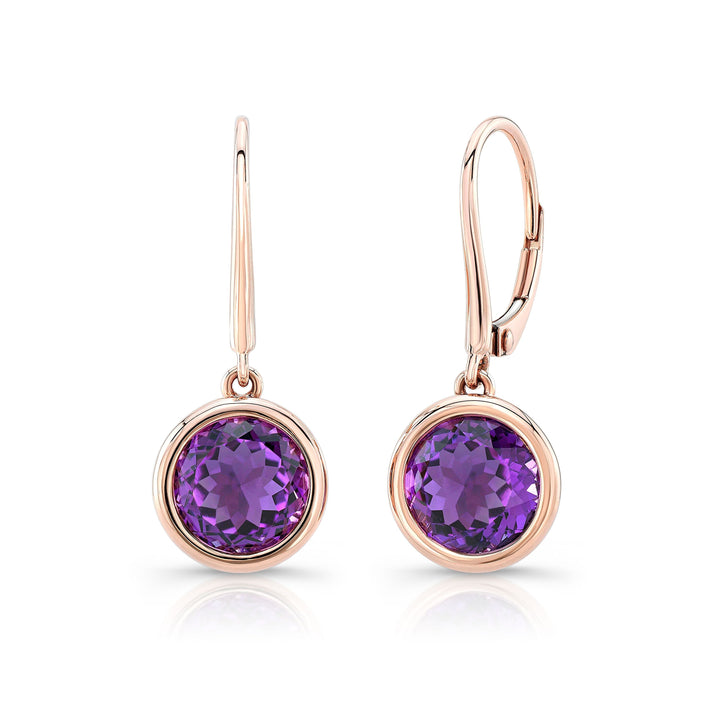 ต่างหู ทรงกลม ฝังหุ้มขอบ ตัวเรือนทองคำชมพู 14K จาก RockHer