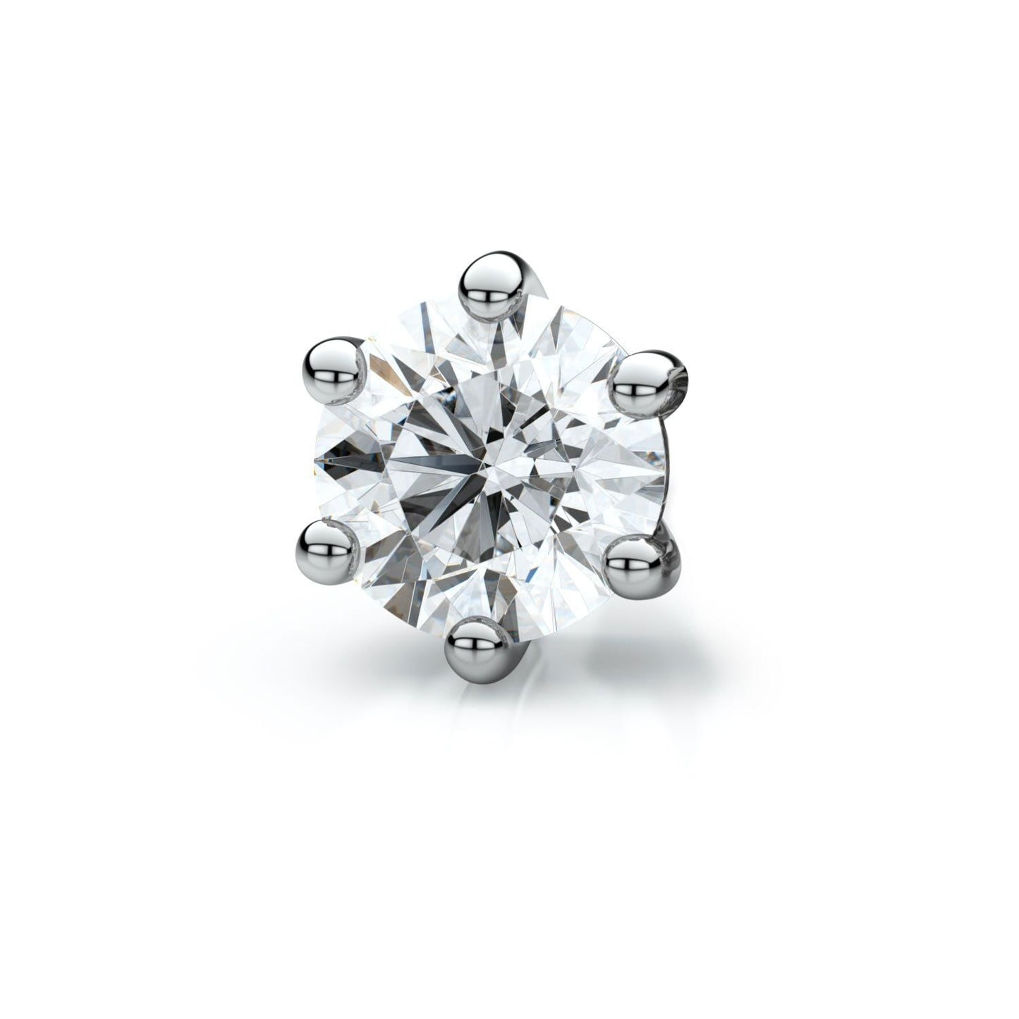 14k White Gold 6-prong Round Diamond Single Stud Earring 1.00ctw (6.5mm Ea), H-i Color, Si Clarity
