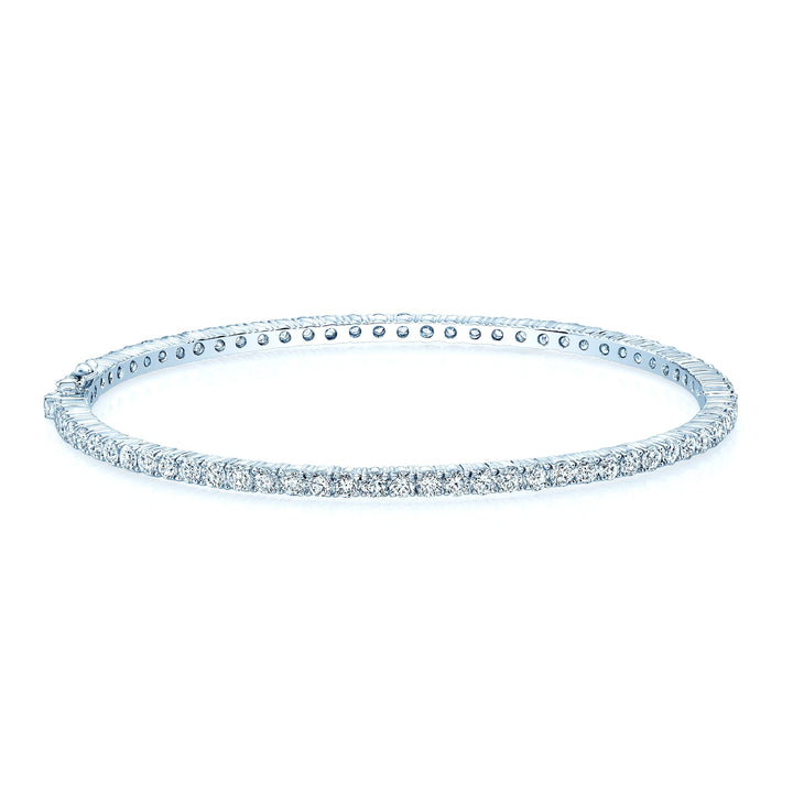 Diamond Bangle Bracelet in 18K White Gold – front view | RockHer