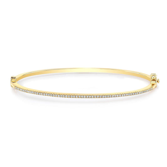 กำไลข้อมือประดับเพชรแบบปาเว่ในทองคำเหลือง 14 กะรัต (1/3 กะรัตรวม)