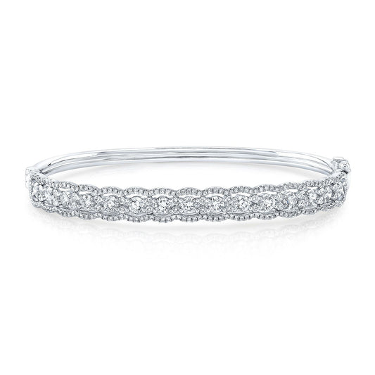 กำไลขอบหยักเพชรในทองคำขาว 14k - (cloned)