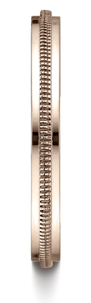 แหวนดีไซน์กลางแบบมิลเกรน ขัดเงาสูง ขนาด 2 มม. สีทองกุหลาบ 14k