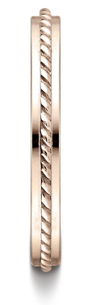 แหวนดีไซน์กลางเชือกขัดเงาสูง ขนาด 2 มม. สีทองกุหลาบ 14k