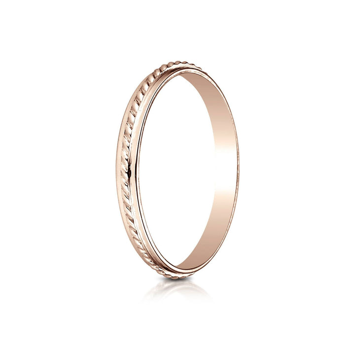 2mm High Polish Carved Wedding Band, in 14K Rose Gold | RockHer