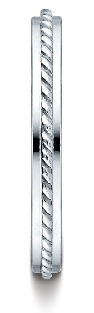 แหวนดีไซน์เชือกตรงกลางขัดเงาสูง 2 มม. ทองคำขาว 14 กะรัต