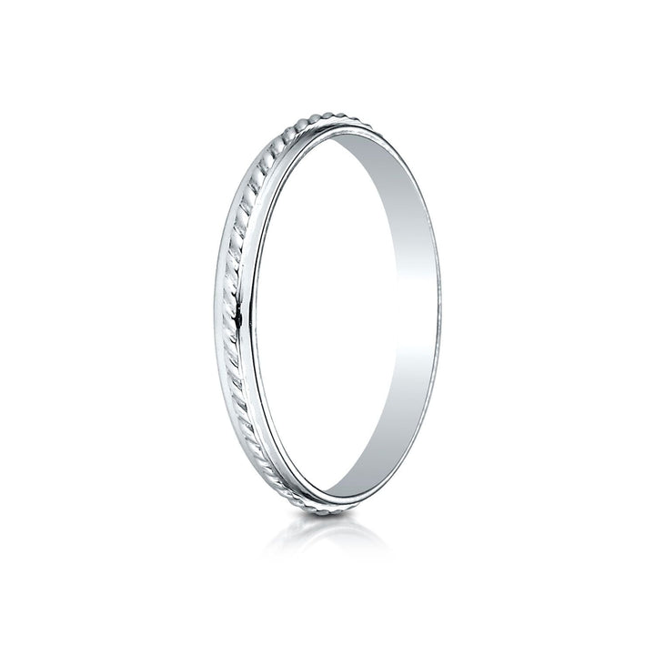 2mm High Polish Carved Wedding Band, in 14K White Gold | RockHer