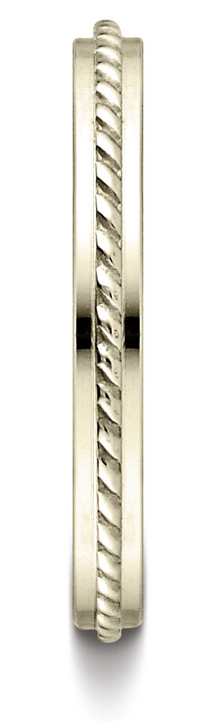 แหวนดีไซน์เชือกตรงกลางขัดเงาสูง 2 มม. ทองคำเหลือง 14 กะรัต