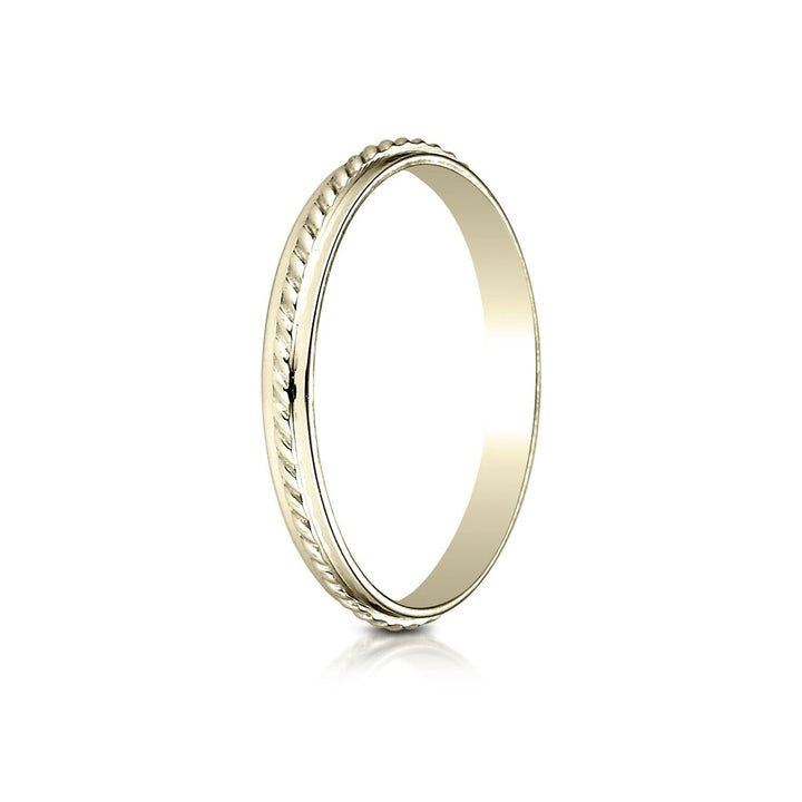 2mm High Polish Carved Wedding Band, in 14K Yellow Gold | RockHer