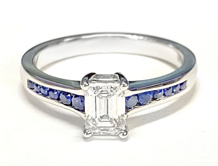 European Cut, Contemporary Tapered Channel Emerald, in Platinum – lifestyle shot | RockHer
