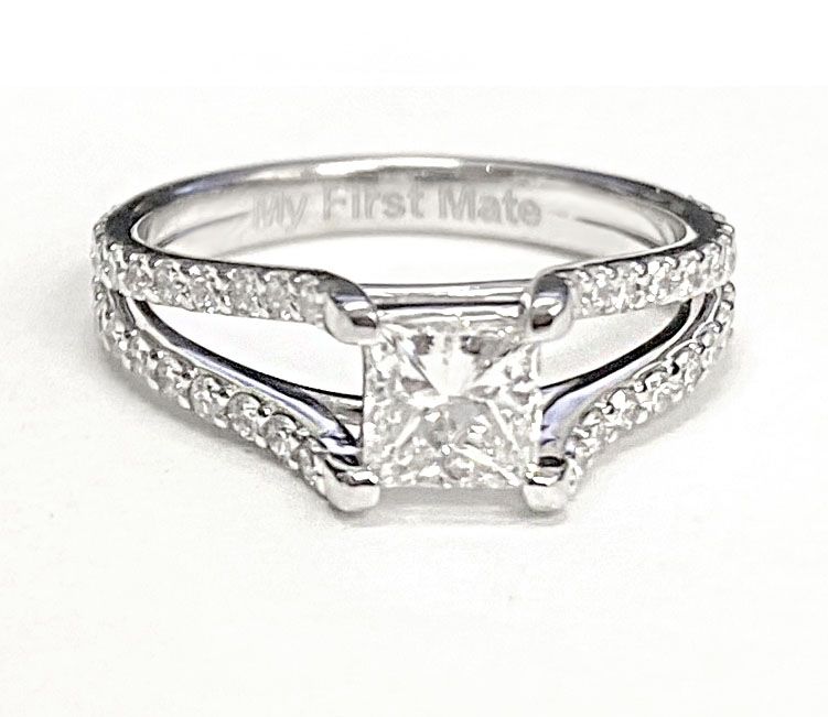 Split Shank Pavé Princess, in 18K White Gold – lifestyle shot | RockHer