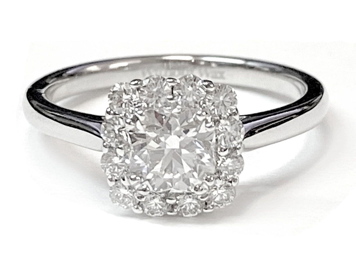 Floral Prong Halo Cushion, in 18K Yellow Gold – view 11 | RockHer