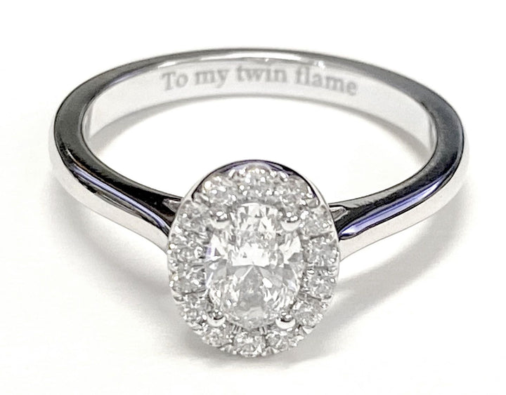 Classic French Pavé Halo Oval, in 18K Yellow Gold, pave setting – lifestyle shot | RockHer