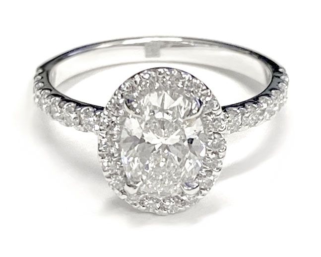 Round Brilliant, Classic Linear Halo, in 18K Yellow Gold, pave setting – lifestyle shot | RockHer