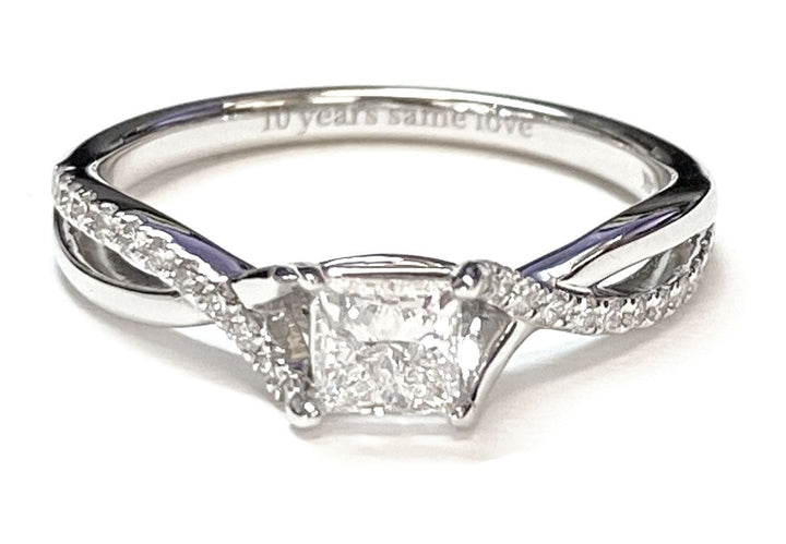 Bypass Pavé Twist Princess, in 14K Rose Gold, pave setting – lifestyle shot | RockHer