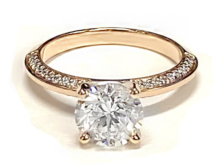 แหวนหมั้นเพชรทรงกลมเจียระไนแบบ Brilliant ขอบมีดไมโครเพฟทองคำเหลือง 18K - 1/5 กะรัตรวม