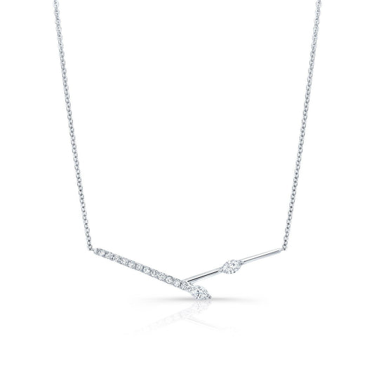 สร้อยคอแท่งเมลด์เพชรในทองคำขาว 14k (1/3 Ct.tw.)