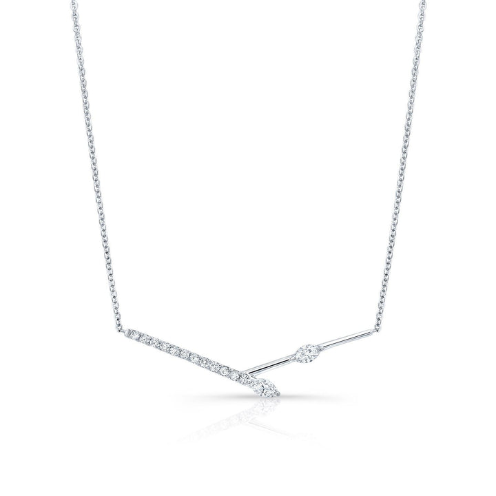 Diamond Melded Bars Necklace in 14K White Gold (1/3 Ct.tw.) – front view | RockHer