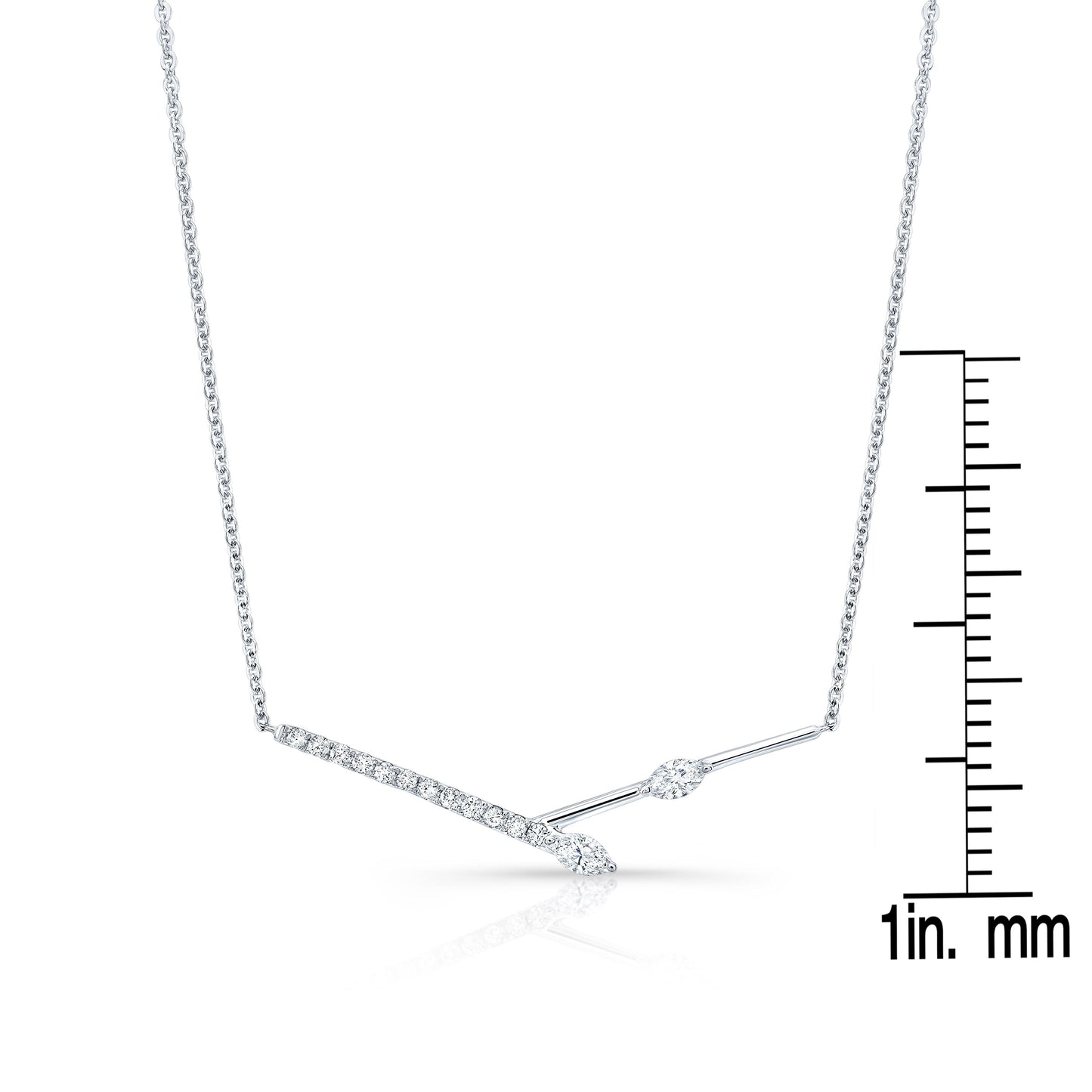 สร้อยคอแท่งเมลด์เพชรในทองคำขาว 14k (1/3 Ct.tw.)